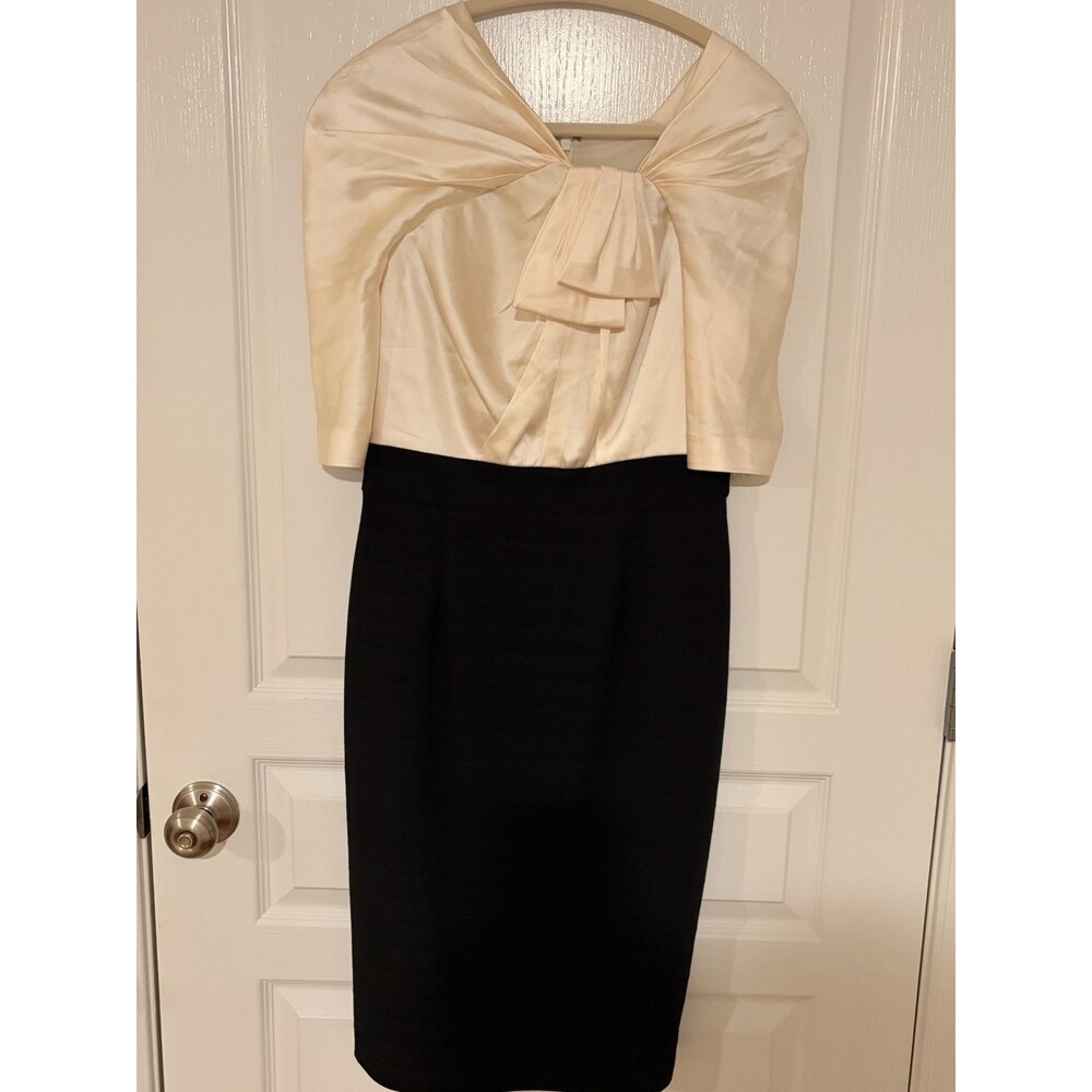Jones New York Women's Dress Silk Bodice Black Cream Short Sleeve Size 4